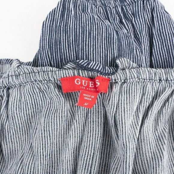 Guess Womens Blouse Shirt Top M Blue White Striped - Picture 6 of 6